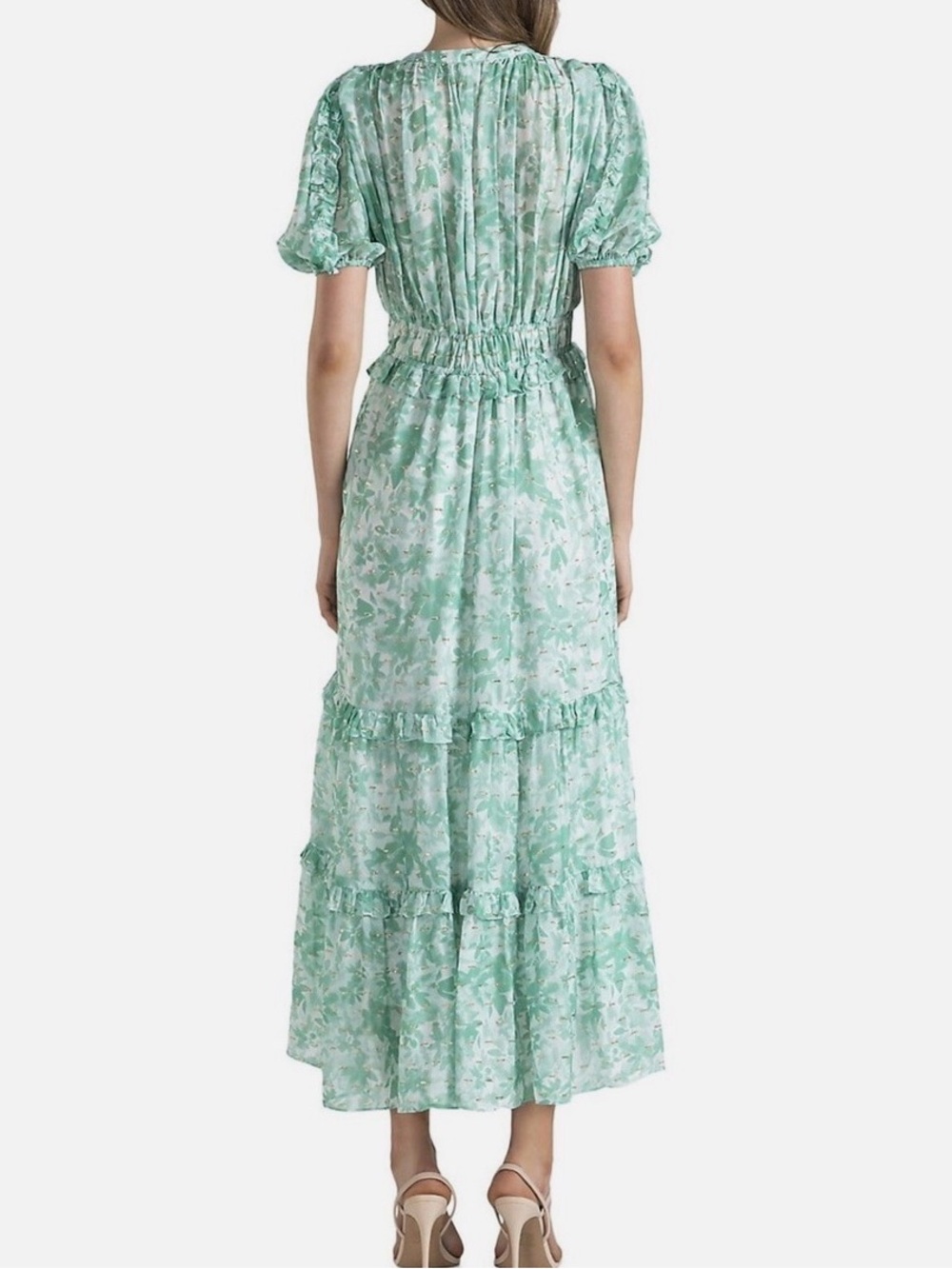 Shoshanna Selene dress in size 6 in a light green and white floral. - Picture 3 of 16